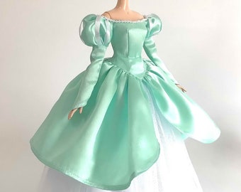 Ariel Inspired Doll Dress: Light Green Gown for 11.5" or 17" Dolls
