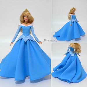 Light Blue Sleeping Beauty inspired dress fits 11.5 inches or 17 inches Dolls like Disney Princess Classic Dolls or Classic Singing Dolls.