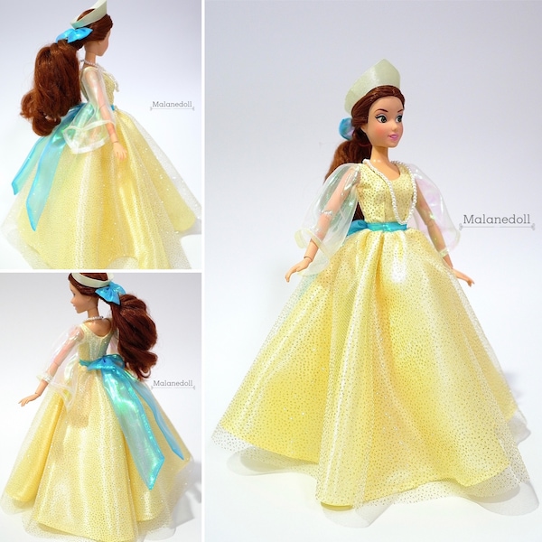 Anastasia inspired yellow dress fits 11.5 or 12 inches Dolls like Disney Princess Classic Dolls or Barbie doll.