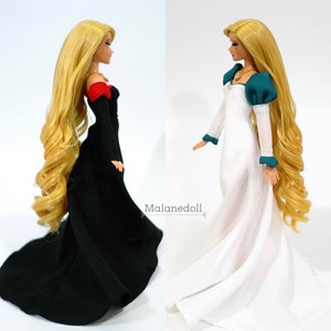 Swan Princess Doll Dress: Black Bridget Or White Odette, Fits 11.5/17 Inch Dolls