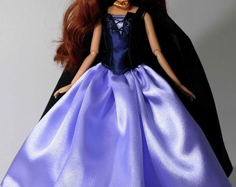 Vanessa inspired outfit with cape fits 11.5 inches or 17 inches Dolls like Disney Princess Classic Dolls or Classic Singing Dolls.