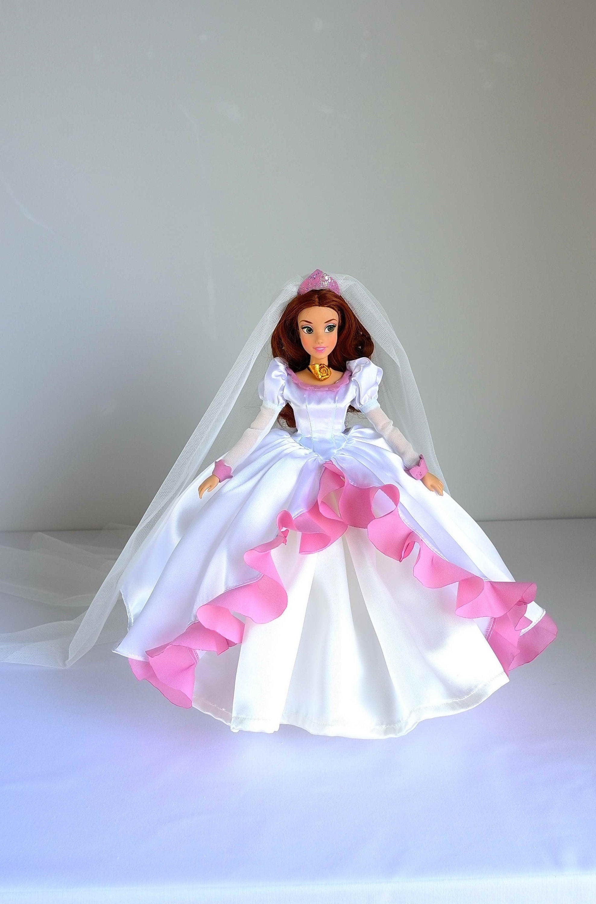Vanessa inspired wedding dress fits 11.5"/ 17" Dolls like Disney Princess Classic Dolls or Classic Singing Dolls