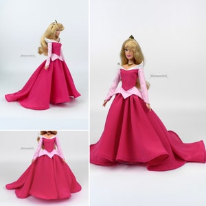 Aurora inspiriertes rosa Chiffonkleid passend für 11,5 zoll oder 17 zoll puppen wie Disney Prinzessinnen Klassischen Puppen oder Klassischen Singen Puppen.