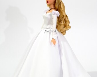 Aurora Princess Inspired Doll Wedding Dress: Fits or 17 Inch