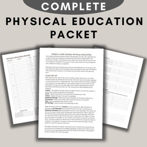 Complete Physical Education Packet with Roster, Sport Instructions, and Tournament Charts.