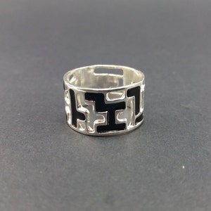 Made to order, Tetris enamel silver ring,  maze silver ring, geometric ring, labyrinth ring, nickel free,  urban design, fashion Jewelry