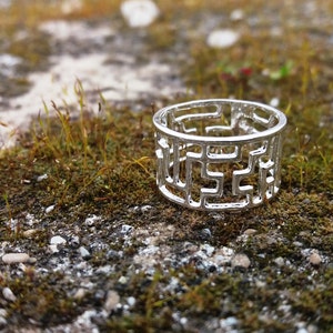 Tetris silver ring,  maze silver ring, geometric ring, labyrinth ring, nickel free,  urban design, fashion Jewelry, made to order