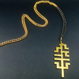 Big Artlang pendant necklace , black & gold long pendant necklace ,  geometric pendant , statement pendant , multi color pendant necklace