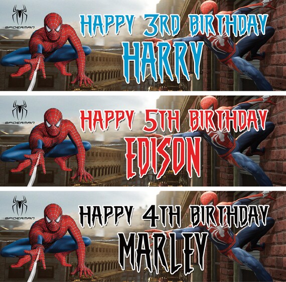 Personalized Birthday Banner Spiderman Superheroes Party Etsy