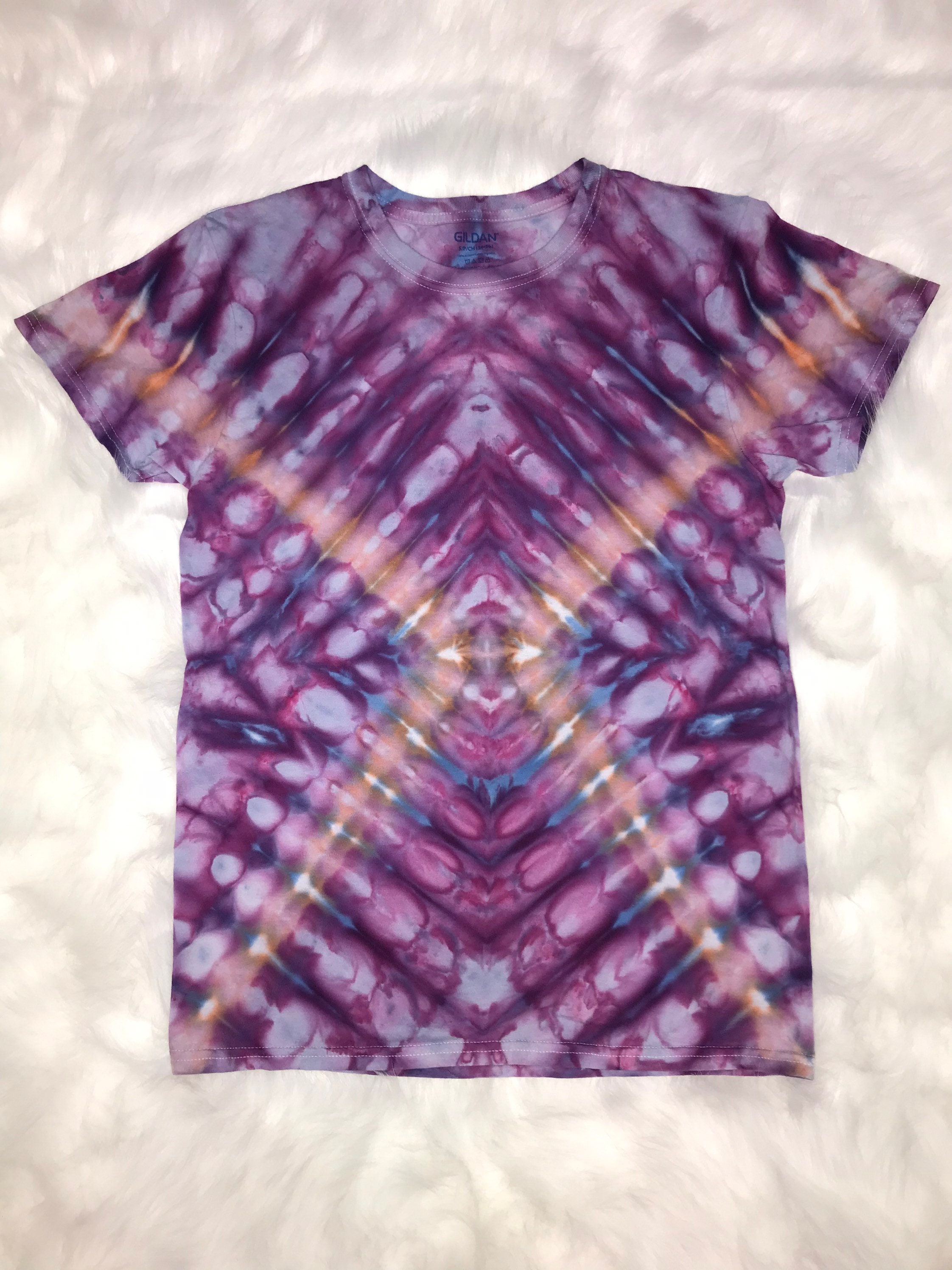Small Handmade One Of A Kind Psychedelic Trippy Tie Dye Ice Dye Short Sleeve Shirt