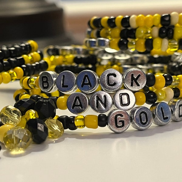 Columbus Crew CS Soccer Black Gold Memory Wire Wrap Beads Bracelet Nordecke