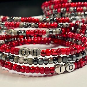 The Ohio State Buckeyes OSU Memory Wire wrap Beads Bracelet OH IO