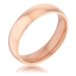 18k Rose Gold Steel Wedding Band, Rose Gold Wedding Band, 5 mm Gold Stainless Steel Wide Band, Thick Rose Gold Wedding Band, Wide Rose Gold