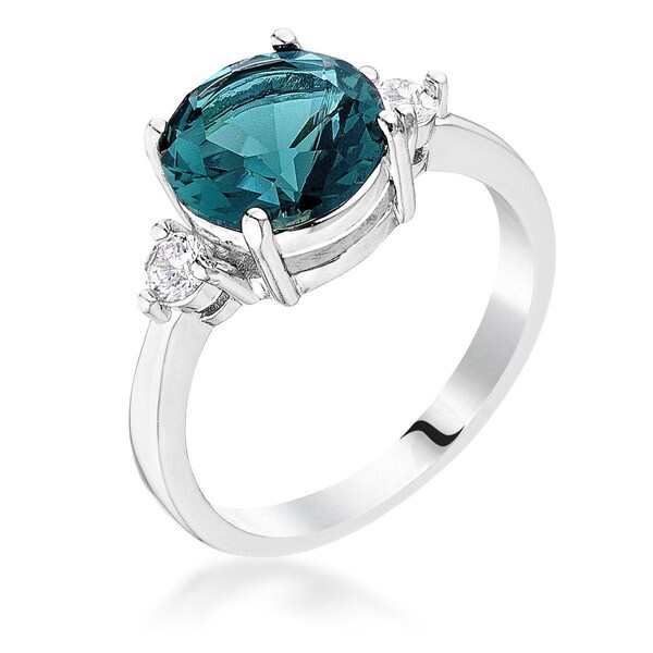 Exquisite Teal Sapphire Three Stone Ring, Three Stone Engagement Ring, Peacock Blue Ring, Teal Diamond Ring, Blue Green Diamond, Peacock