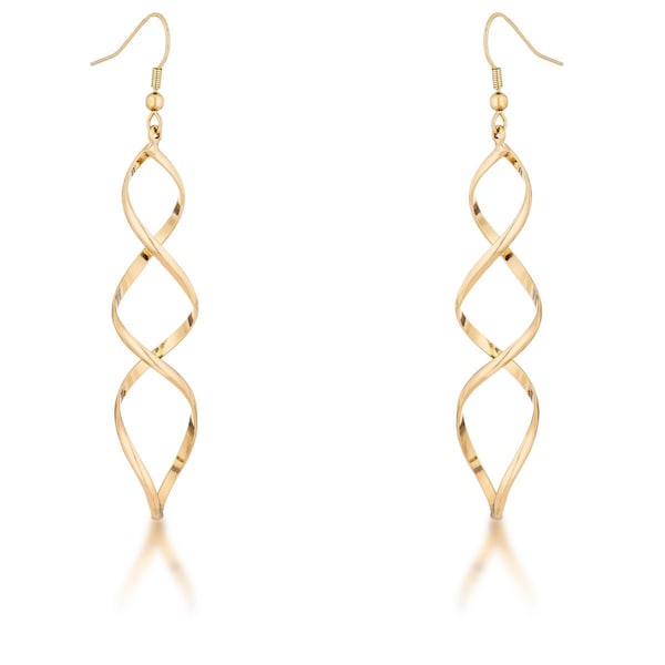 Gold Spiral Twist Earrings, Modern Gold Earrings, Gold Drop Earrings, Spiral Twist Corkscrew Earrings, Silver Twist Earrings, Modern Style