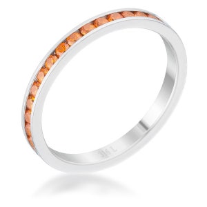 Orange Swarovski Crystal Band, Sparkly Diamond Eternity Band, Stackable Diamond Ring, Stacking Band, Contemporary Ring, Thin Band, Orange