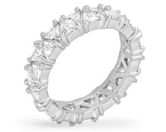 Diamond Trillion Eternity Band Trillion Cut Eternity Band Silver