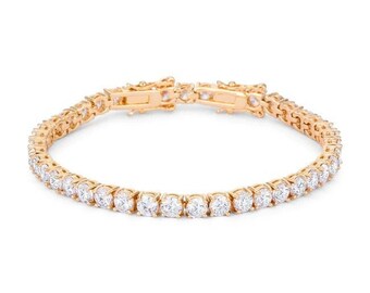 Round Cut Diamond Tennis Bracelet, 18k Gold Diamond Tennis Bracelet, Gold Wedding Bracelet, Bridal Bracelet, Diamond Tennis Bracelet