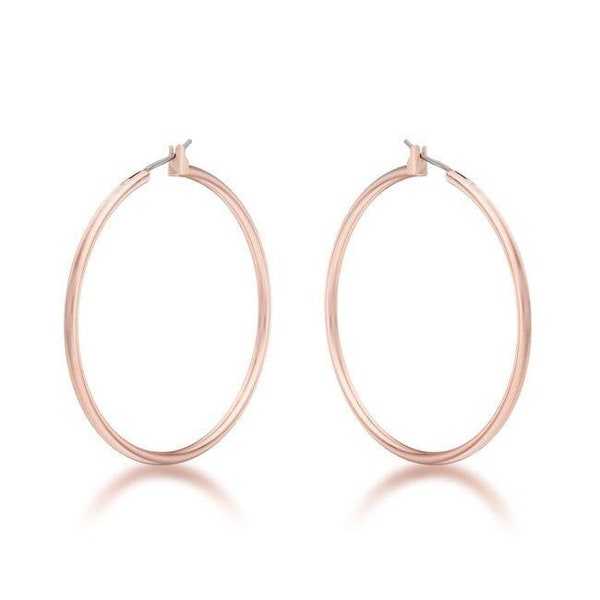 Medium Rose Gold Hoops, Small Rose Gold Hoops, Minimal Hoops, Rose Gold Hoops, Elegant Hoop Earrings, Rose Gold Hoops 2 Inches, Classic Hoop