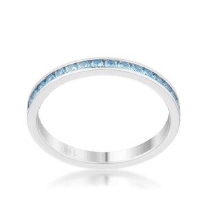 Blue Topaz Swarovski Crystal Band, Aqua Full Eternity Band, Aqua Blue Stacking Diamond Ring, Blue Band, Blue Topaz Eternity Band, Dainty