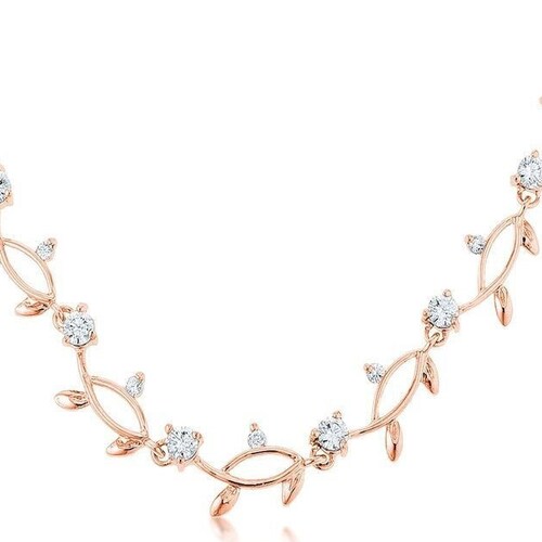 18k Rose Gold Vine Necklace Diamond Vineyard Necklace 18k Etsy