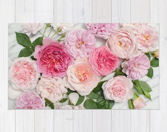 pink floral rug etsy