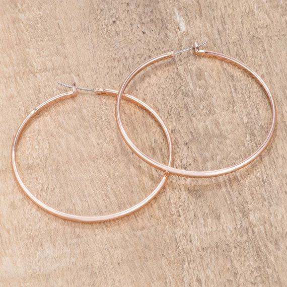 Rose Gold Hoop Earrings Medium Rose Gold Hoops 2 Inch Rose Gold