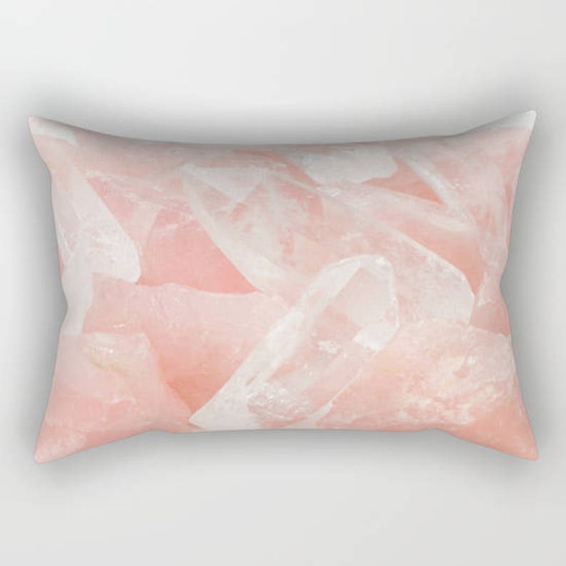 Pink Rose Quartz Healing Crystal Rectangular Throw Pillow Light Pink Throw Pillow Light Pink Bedroom Decor Blush Pink Nursery Pillow