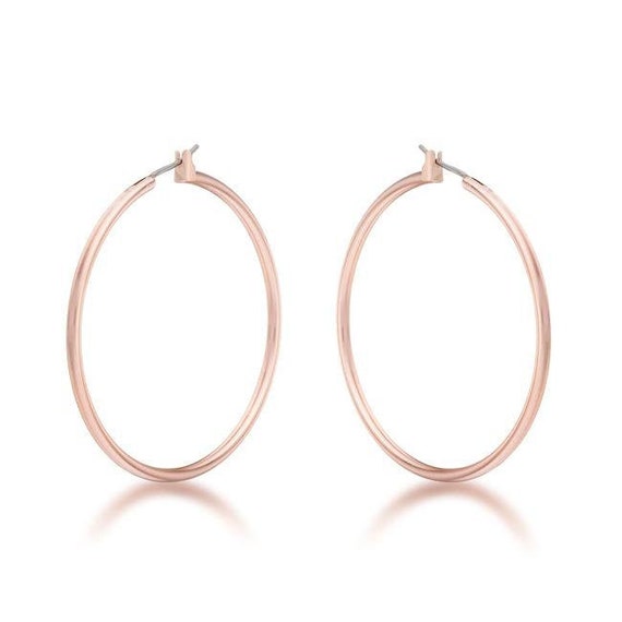 Medium Rose Gold Hoops Small Rose Gold Hoops Minimal Hoops Etsy