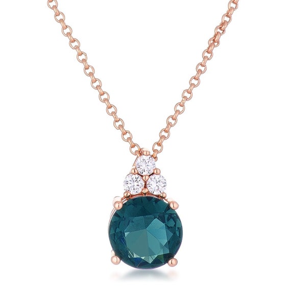 Rose Gold Blue Diamond Necklace Blue 