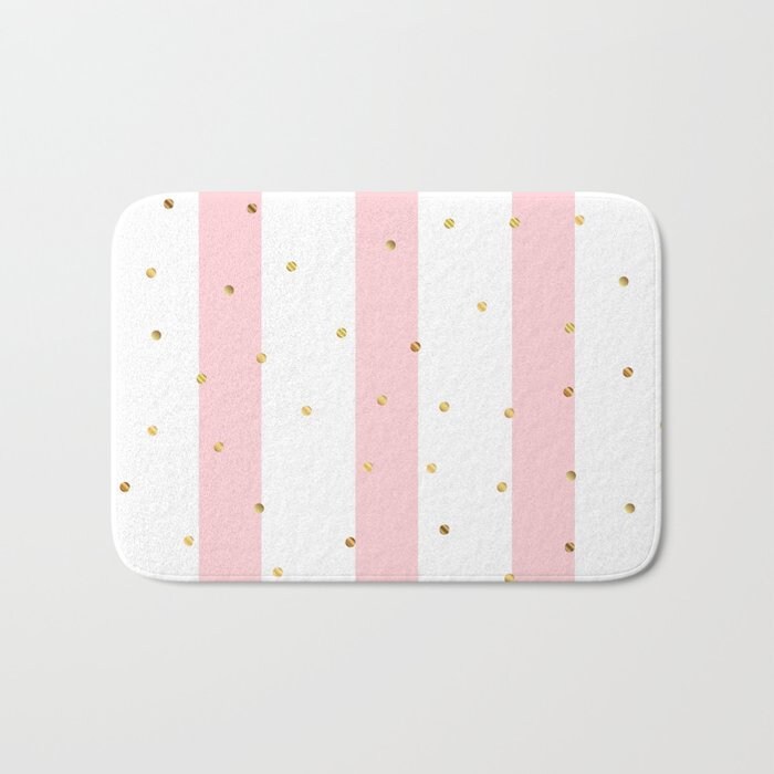 Blush Pink Stripes Shower Mat Pink White Bath Mat Pink Etsy