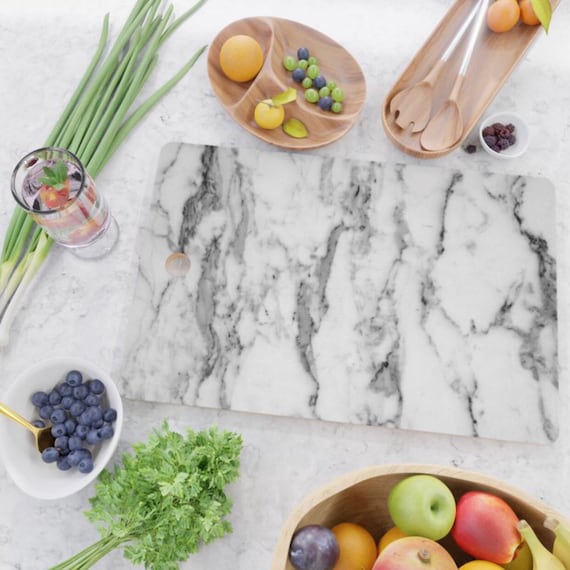 Marble Collection White Marble Cutting Board Wood Cutting Etsy