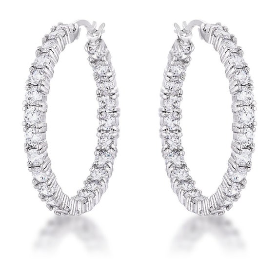 Diamond eternity hoop sale earrings