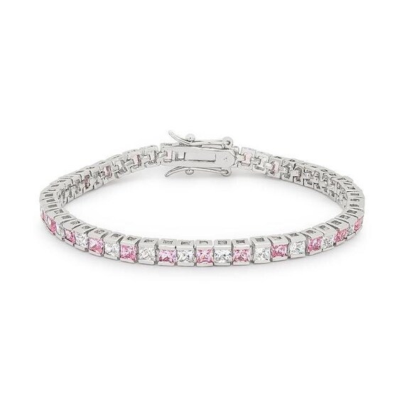 Valentine Pink Diamond Tennis Bracelet Silver Diamond Tennis