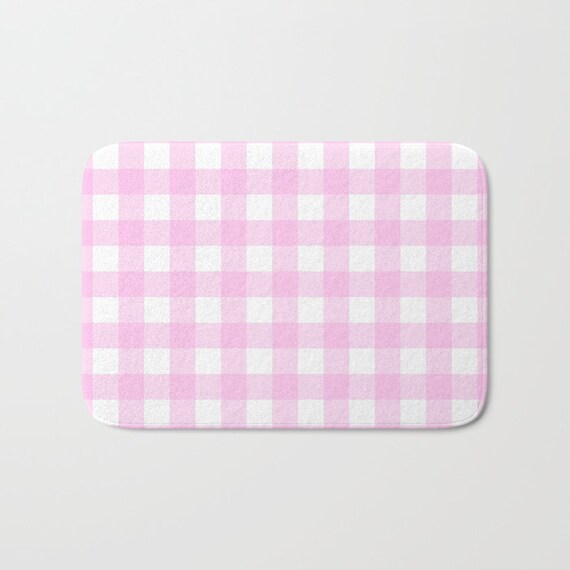 Nantucket Summer Collection Blush Pink Gingham Bath Mat Pink Etsy