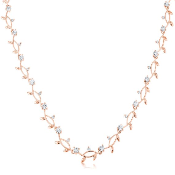 18k Rose Gold Vine Necklace Diamond Vineyard Necklace 18k Rose