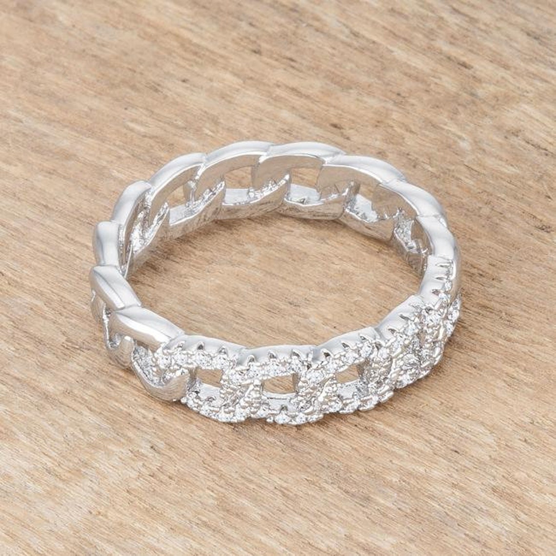 Diamond Silver Chain Design Ring Diamond Chain Band Diamond Etsy
