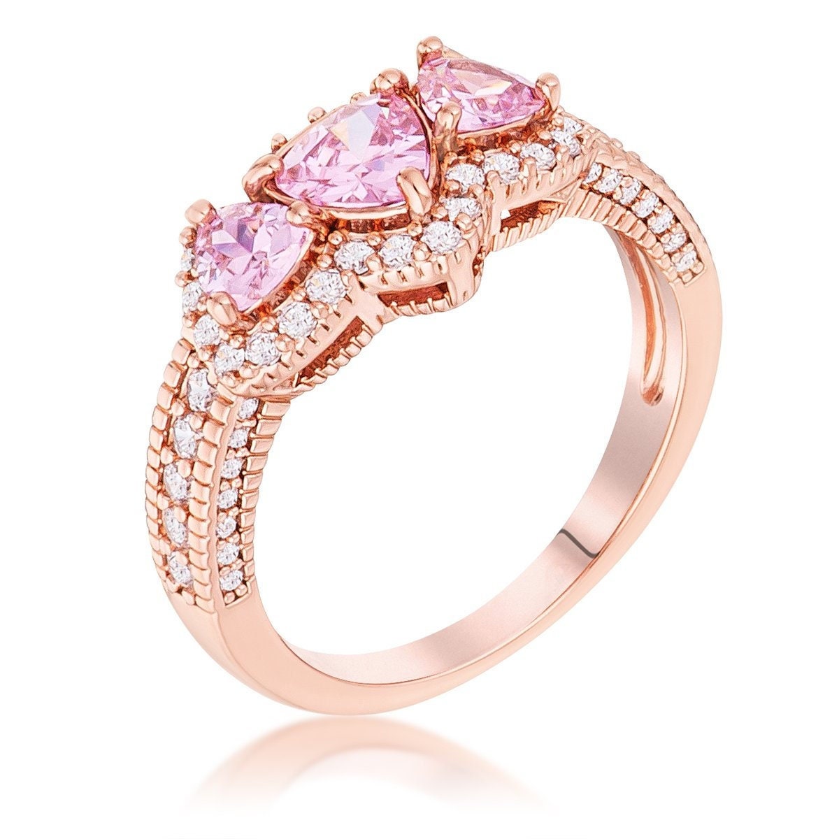 Vintage pear shaped pink morganite engagement ring set 14k rose gold m –  WILLWORK JEWELRY