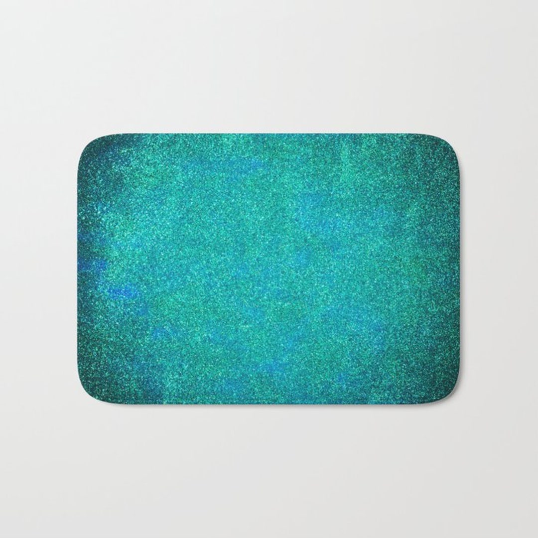 Turquoise Glitter Bath Mat Turquoise Blue Bath Mat Blue Etsy