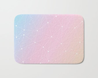 Rainbow Watercolor Bath Mat, Watercolor Shower Mat, Astronomy Bath Mat,  Ombre Bath Mat, Pink Shower Mat, Blush Pink Bath Mat, Constellation