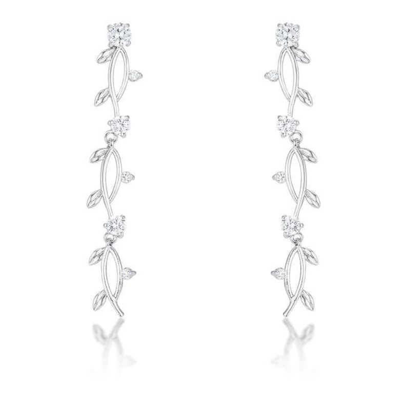 Silver Vine Diamond Drop Earrings Elegant Silver Drop Etsy