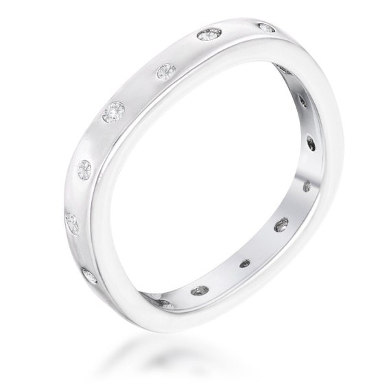 Silver diamond stacking ring deals
