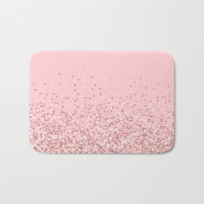 Blush Pink Hearts Bath Mat Light Pink Shower Mat Pink Etsy