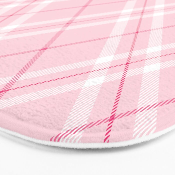 Blush Pink Plaid Shower Mat Pink Plaid Bath Mat Blush Pink Etsy