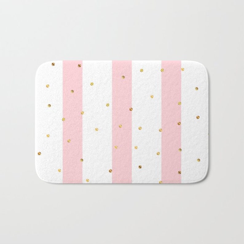 Blush Pink Stripes Shower Mat Pink White Bath Mat Striped Etsy