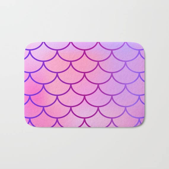 Pink Mermaid Bath Mat Purple Mermaid Shower Mat Purple Etsy