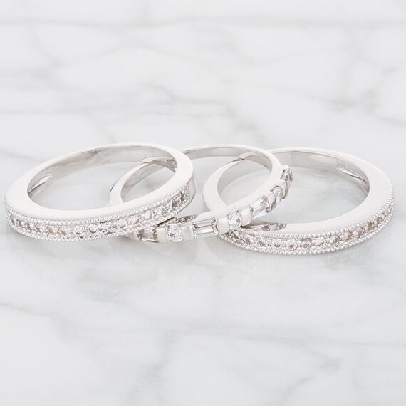 Buy Silver Diamond Stacking Ring Set Silver Band Set Eternity