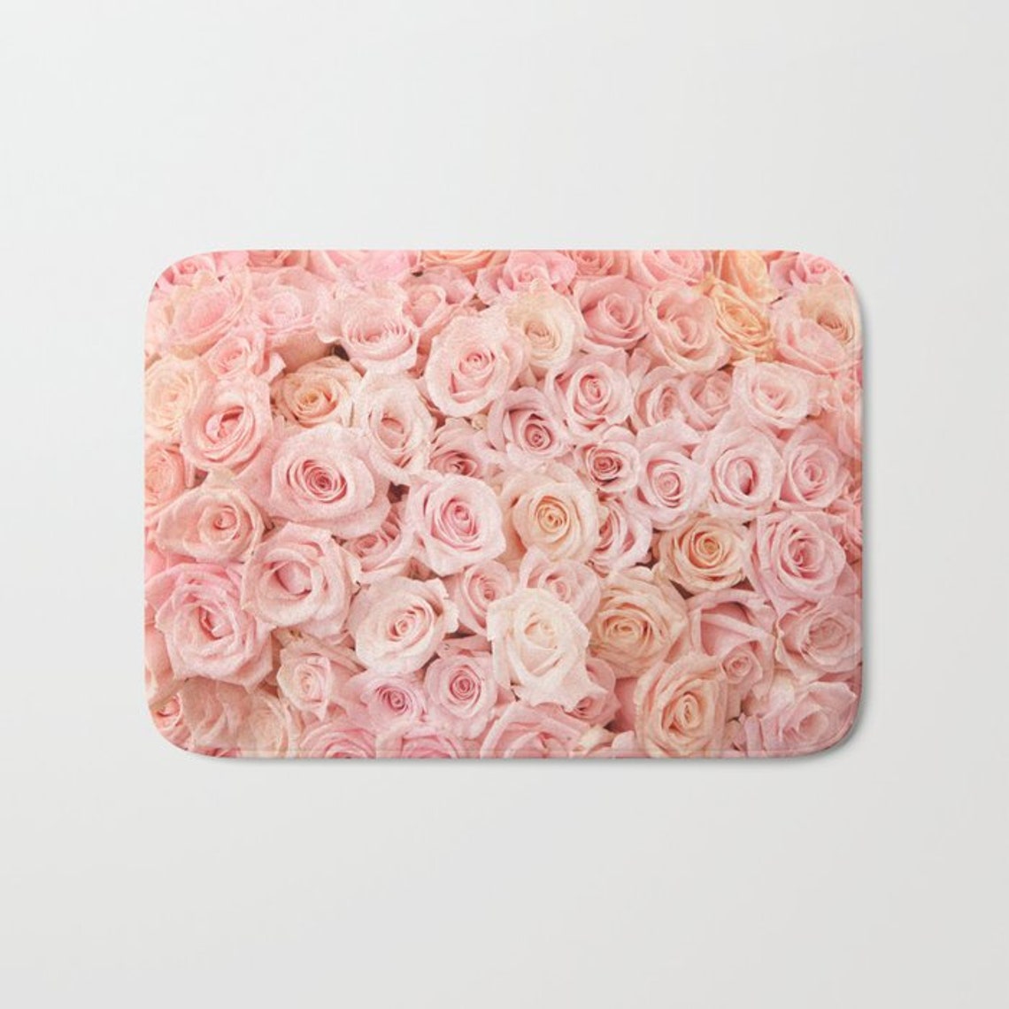 Blush Pink Roses Bath Mat Pink Shower Mat Floral Bath Mat Etsy