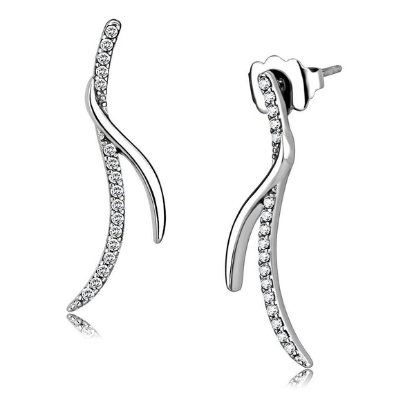 Silver diamond drop earrings deals