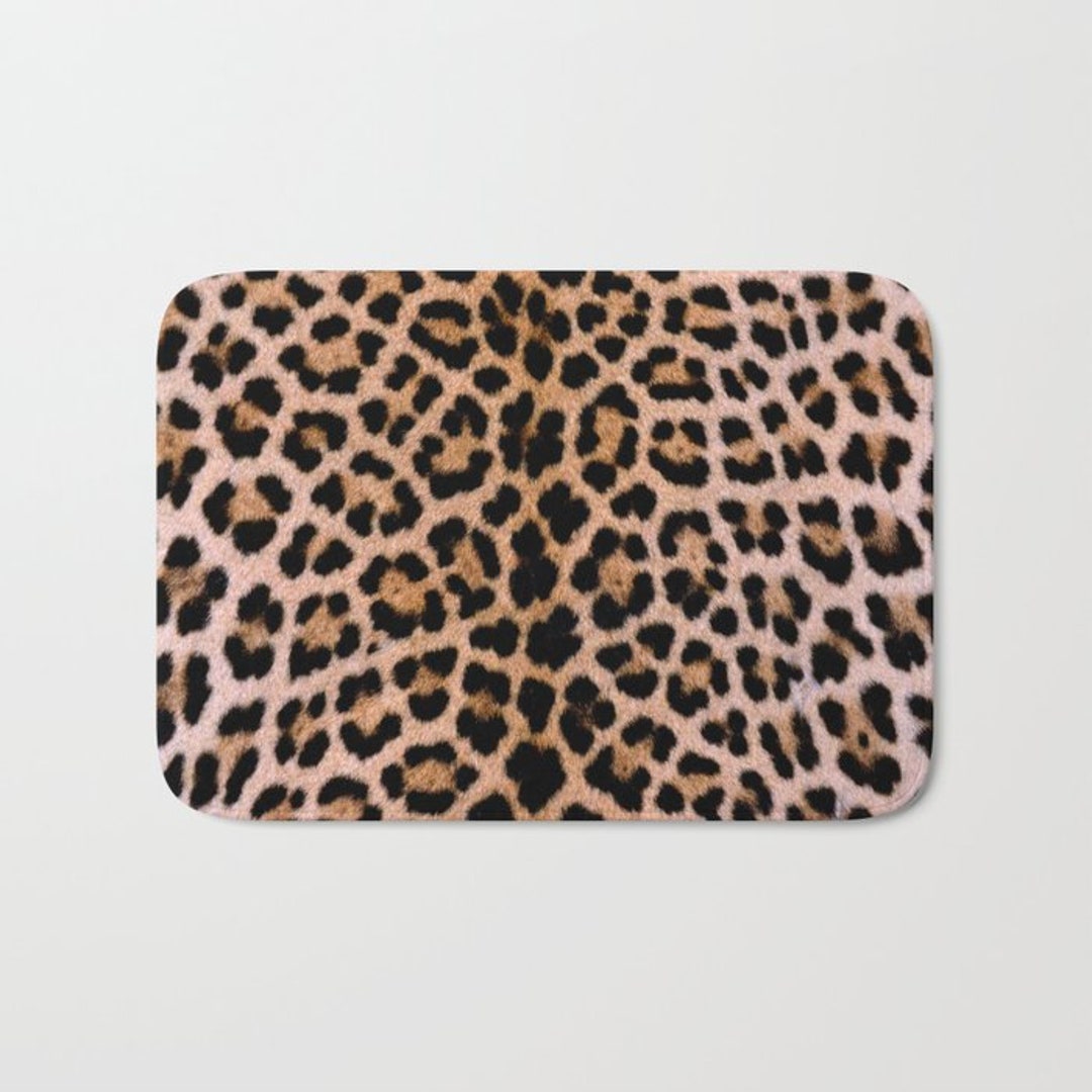 Cheetah Print Bath Mat, Cheetah Shower Mats, Cheetah Bathroom, Tan Leopard Spots, Leopard